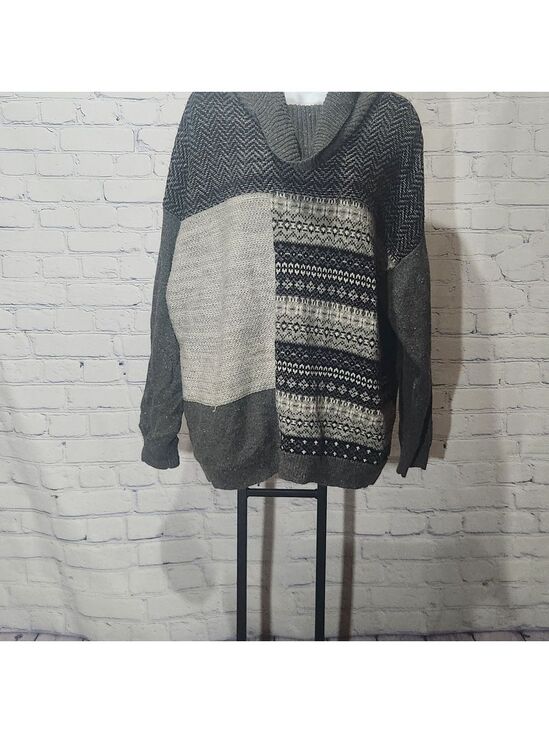 Chaps Sweaters - Chaps Oversized  Charcoal Marled Knit Cowlkneck Casual Cozy Sweater